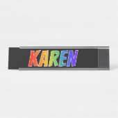 Voornaam "KAREN": Fun Rainbow-kleuren Bureau Naambordje (Voorkant)
