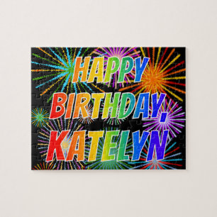 Voornaam "KATELYN", geun "HAPPY BIRTHDAY" Legpuzzel