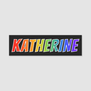 Voornaam "KATHERINE": Fun Rainbow-kleuren Naamplaatje