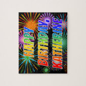 Voornaam "KATHERINE", geun "HAPPY BIRTHDAY" Legpuzzel (Verticaal)