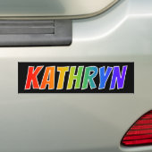 Voornaam "KATHRYN": Leuke Regenboog Kleur Bumpersticker (Op auto)