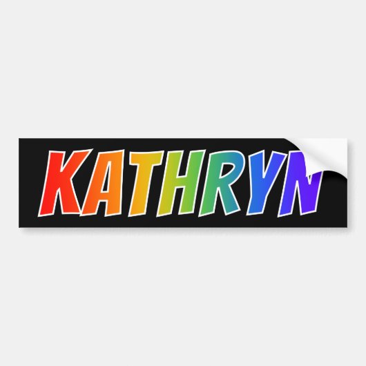 Voornaam "KATHRYN": Leuke Regenboog Kleur Bumpersticker (Voorkant)