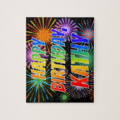 Voornaam "KATHY", vun "HAPPY BIRTHDAY" Legpuzzel (Verticaal)