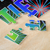 Voornaam "KATIE", geun "HAPPY BIRTHDAY" Legpuzzel (Zijkant)