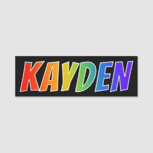 Voornaam "KAYDEN": Fun Rainbow-kleuren Naamplaatje