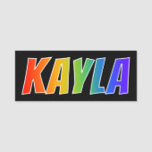 Voornaam "KAYLA": Fun Rainbow-kleuren Naamplaatje (Voorkant)