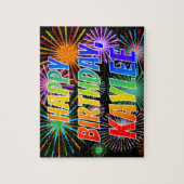 Voornaam "KAYLEE", geun "HAPPY BIRTHDAY" Legpuzzel (Verticaal)