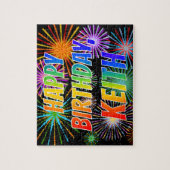 Voornaam "KEITH", geun "HAPPY BIRTHDAY" Legpuzzel (Verticaal)