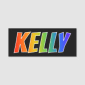 Voornaam "KELLY": Fun Rainbow-kleuren Naamplaatje (Voorkant)