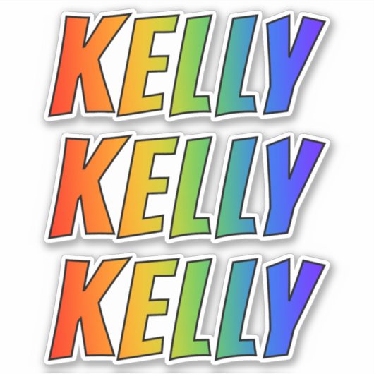 Voornaam "KELLY" w/ Fun Rainbow Coloring Sticker (Voorkant)