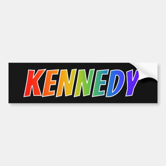 Voornaam "KENNEDY": vun regenboogkleuren Bumpersticker (Voorkant)