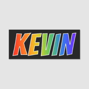 Voornaam "KEVIN": Fun Rainbow-kleuren Naamplaatje