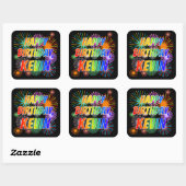 Voornaam "KEVIN", geun "HAPPY BIRTHDAY" Vierkante Sticker (Vel)