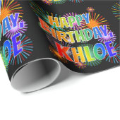 Voornaam "KHLOE", geun "HAPPY BIRTHDAY" Cadeaupapier (Rol Hoek)