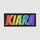 Voornaam "KIARA": Fun Rainbow-kleuren Naamplaatje (Voorkant)