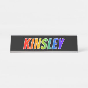 Voornaam "KINSLEY": vun regenboogkleuren Bureau Naambordje