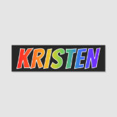 Voornaam "KRISTEN": Fun Rainbow-kleuren Naamplaatje (Voorkant)