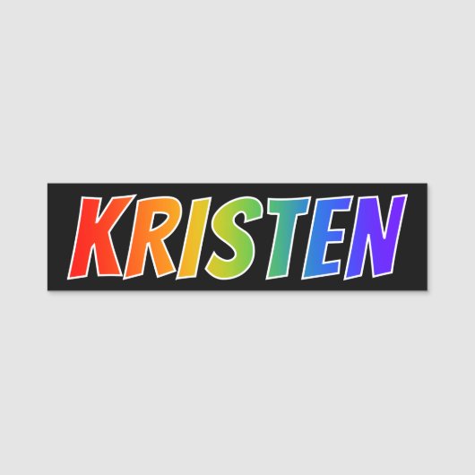 Voornaam "KRISTEN": Fun Rainbow-kleuren Naamplaatje (Voorkant)