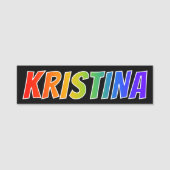 Voornaam "KRISTINA": Fun Rainbow-kleuren Naamplaatje (Voorkant)
