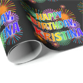 Voornaam "KRISTINA", geun "HAPPY BIRTHDAY" Cadeaupapier (Rol Hoek)