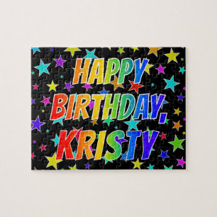 Voornaam "KRISTY", geun "HAPPY BIRTHDAY" Legpuzzel