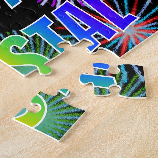 Voornaam "KRYSTAL", geun "HAPPY BIRTHDAY" Legpuzzel (Zijkant)