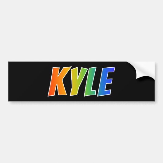 Voornaam "KYLE": vun regenboogkleuren Bumpersticker (Voorkant)