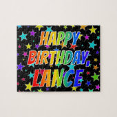 Voornaam "LANCE", geun "HAPPY BIRTHDAY" Legpuzzel (Horizontaal)