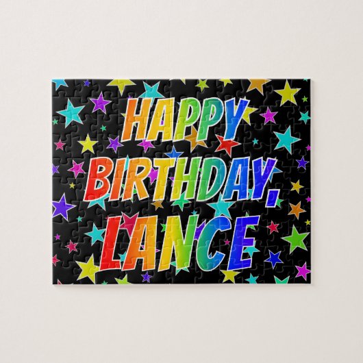 Voornaam "LANCE", geun "HAPPY BIRTHDAY" Legpuzzel (Horizontaal)