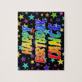 Voornaam "LANCE", geun "HAPPY BIRTHDAY" Legpuzzel (Verticaal)