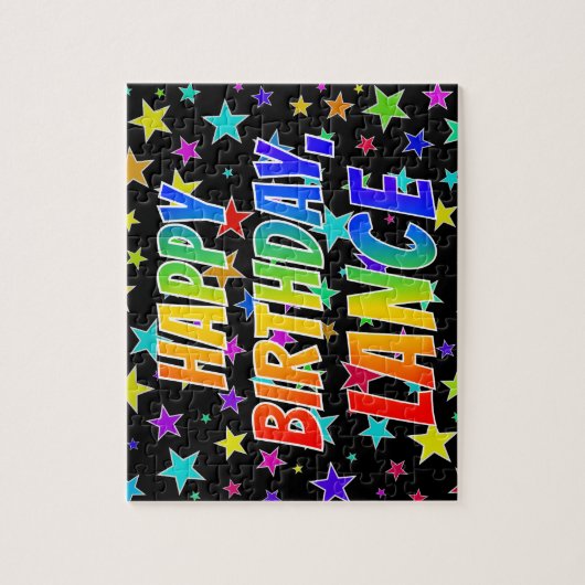 Voornaam "LANCE", geun "HAPPY BIRTHDAY" Legpuzzel (Verticaal)