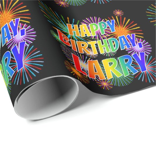 Voornaam "LARRY", geun "HAPPY BIRTHDAY" Cadeaupapier (Rol Hoek)
