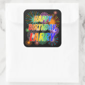 Voornaam "LARRY", geun "HAPPY BIRTHDAY" Vierkante Sticker (Tas)