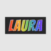 Voornaam "LAURA": Fun Rainbow-kleuren Naamplaatje (Voorkant)