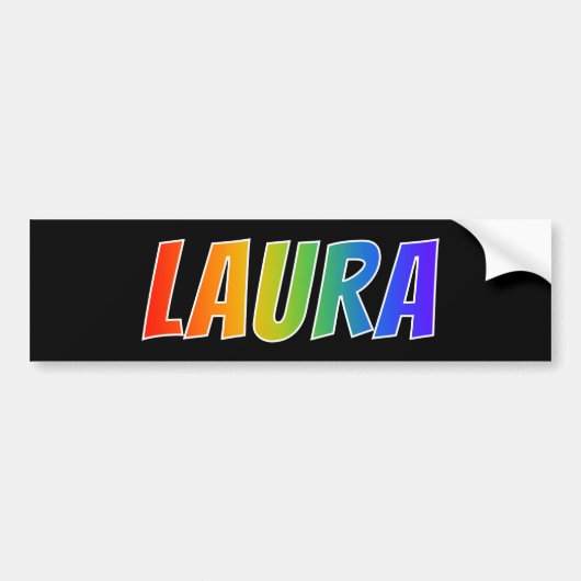 Voornaam "LAURA": vun regenboogkleuren Bumpersticker (Voorkant)