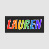Voornaam "LAUREN": Fun Rainbow-kleuren Naamplaatje (Voorkant)