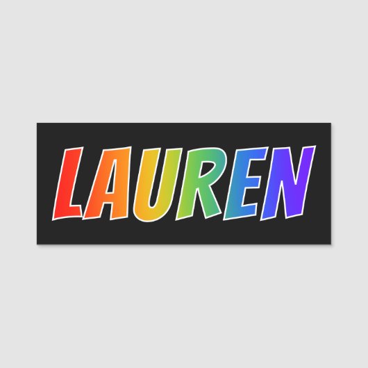Voornaam "LAUREN": Fun Rainbow-kleuren Naamplaatje (Voorkant)