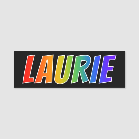 Voornaam "LAURIE": Fun Rainbow-kleuren Naamplaatje (Voorkant)