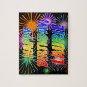 Voornaam "LAURIE", vun "HAPPY BIRTHDAY" Legpuzzel (Verticaal)