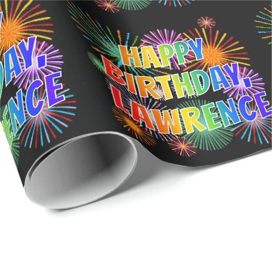 Voornaam "LAWRENCE", geun "HAPPY BIRTHDAY" Cadeaupapier (Rol Hoek)