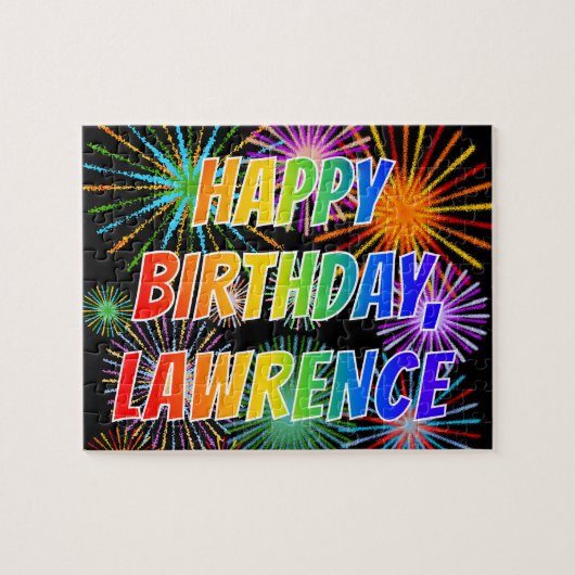 Voornaam "LAWRENCE", geun "HAPPY BIRTHDAY" Legpuzzel (Horizontaal)