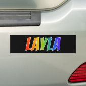 Voornaam "LAYLA": Fun Rainbow-kleuren Bumpersticker (Op auto)