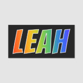Voornaam "LEAH": Fun Rainbow-kleuren Naamplaatje (Voorkant)
