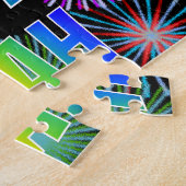 Voornaam "LEAH", geun "HAPPY BIRTHDAY" Legpuzzel (Zijkant)