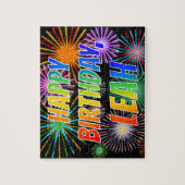 Voornaam "LEAH", geun "HAPPY BIRTHDAY" Legpuzzel (Verticaal)
