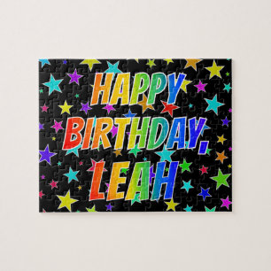 Voornaam "LEAH", geun "HAPPY BIRTHDAY" Legpuzzel