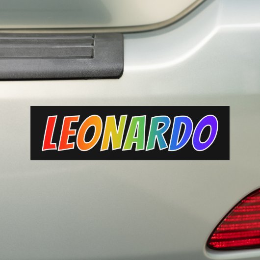 Voornaam "LEONARDO": Fun Rainbow-kleuren Bumpersticker (Op auto)