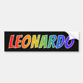 Voornaam "LEONARDO": Fun Rainbow-kleuren Bumpersticker (Voorkant)