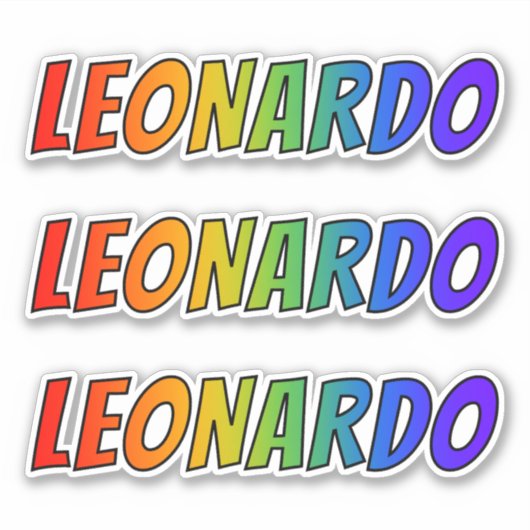 Voornaam "LEONARDO" w / Fun Rainbow Coloring Sticker (Voorkant)