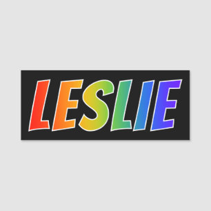 Voornaam "LESLIE": Fun Rainbow-kleuren Naamplaatje